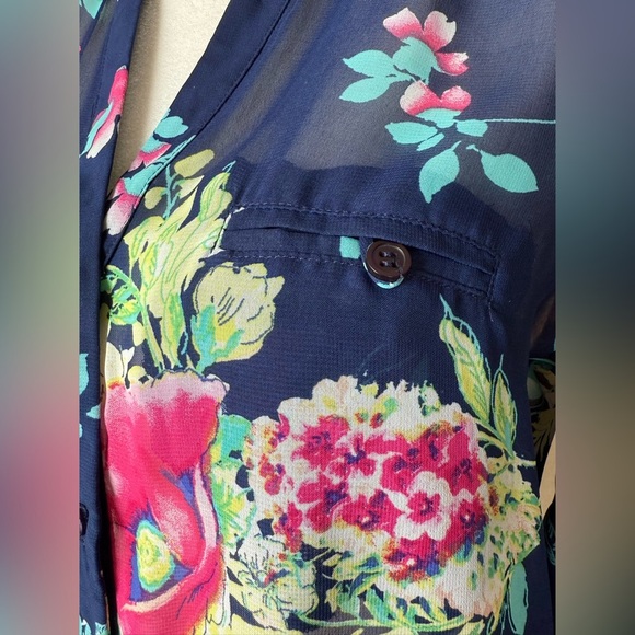 KUT from the Kloth Sheer Floral Button Down Blouse – XS Petite - Picture 8 of 9